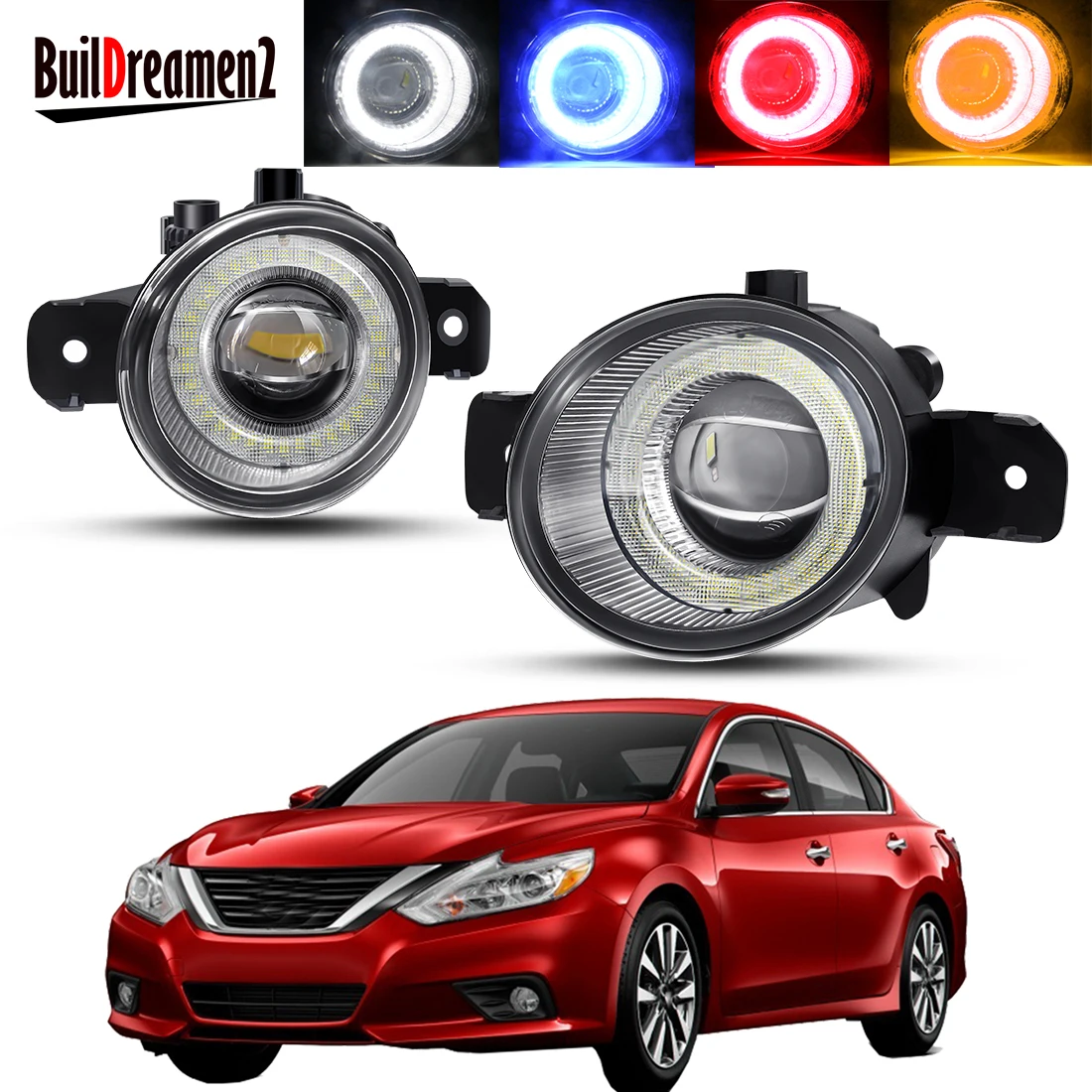 2 X 30W Angel Eye Fog Light Assembly Car Front Bumper LED Lens Fog Daytime Running Lamp DRL H11 12V For Nissan Teana 2004-2018