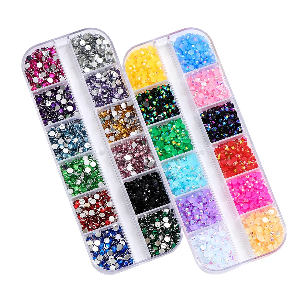 AB Jelly – ensemble de décoration d'ongles avec strass de 2 à 4mm, outils de manucure, à dos plat rond, accessoires pour ongles, stylo à pointiller