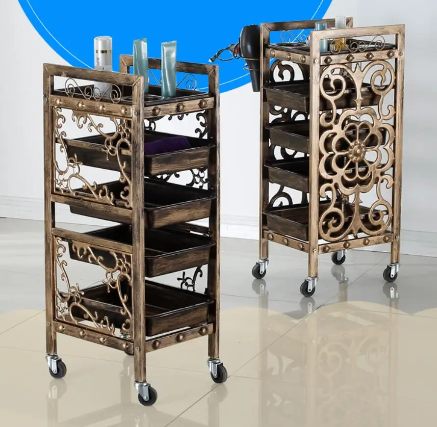 

Hair salon trolley, barber shop, bar cart, hairdressing tool cart, multifunctional dyeing and ironing locker, mobile trolley