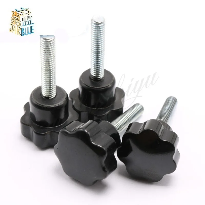 5pcs  M8*16/20/25/30/40mm Bakelite Hand Tighten Screw Handle 30mm Star Hex Hand Knob Tightening Screw Wood Plum Bolt threaded