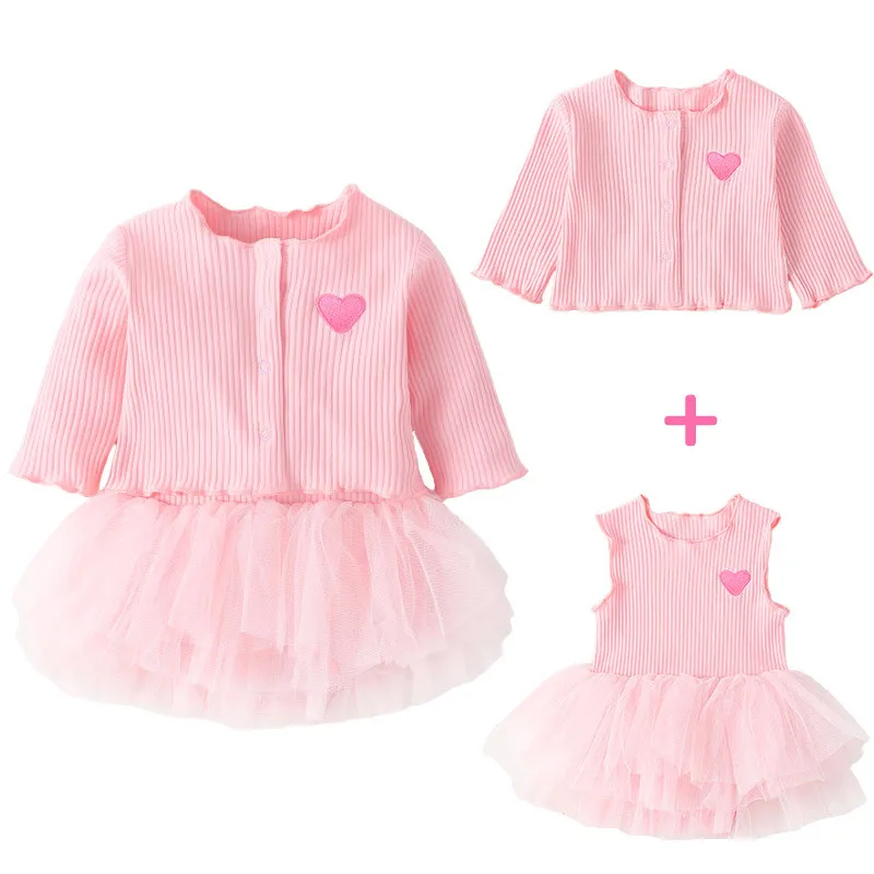 

0-12M Infant clothes baby girl autumn baby clothing cotton princess dress,newborn one-piece clothing jacket+dresses