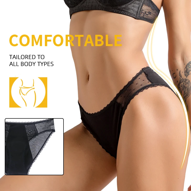 Heavy Flow Menstrual Panties Sexy Lace Leakproof Women Underwear Breathable Fast Absorption Briefs Comfort Girl Period Panties