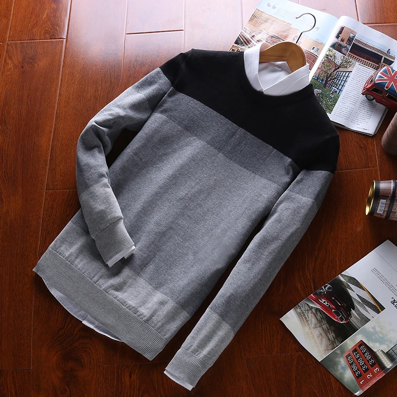 Top Grade 100% Baumwolle Designer Neue Mode Marke Pullover Gestreifte Gestrickte Pullover Männer Koreanische Beiläufige Plain Jumper Kleidung