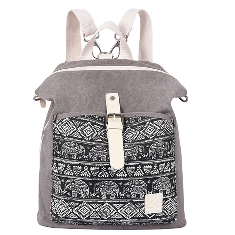 2020 Woman Canvas Backpack High-Quality Ethnic Style Flower Embroidery Girl School Bag Fashion Simple Lady Travel Bag Women Bags