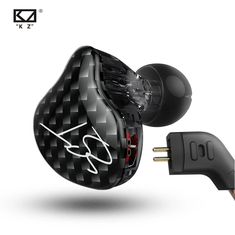 KZ ZST Black Armature Dual Driver Earphone Detachable Cable In Ear Audio Monitors Noise Isolating HiFi Music Sports Earbuds