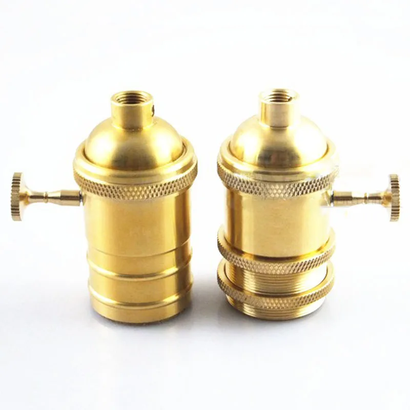 5pcs E26/E27 Retro Antique Lamp Base Holder Screw  Copper Shell Bulb Light Screw Socket With Switch 110V-250V
