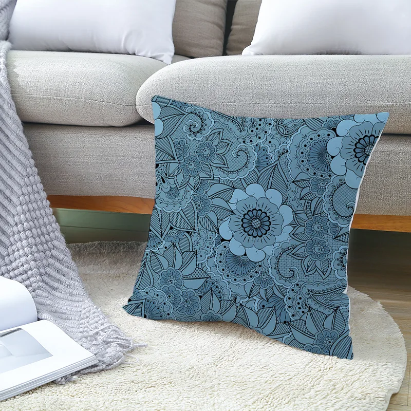 New Mandala Geometric Blue Cushion Covers Hot Boho Decorative Polyester Pillowcase Modern Fashion Art Couch Throw Pillows Cover