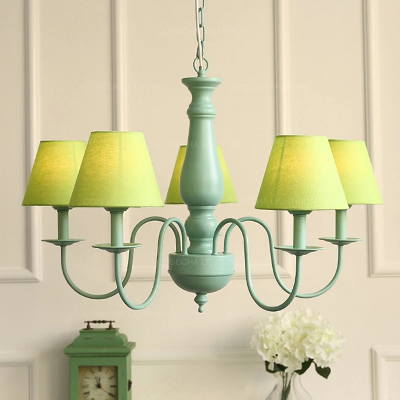 Imagem -05 - Lustre Nórdico Moderno Candelabro Suspenso Elegante de Tecido Decoração Artística Luz Azul para Quarto de Crianças