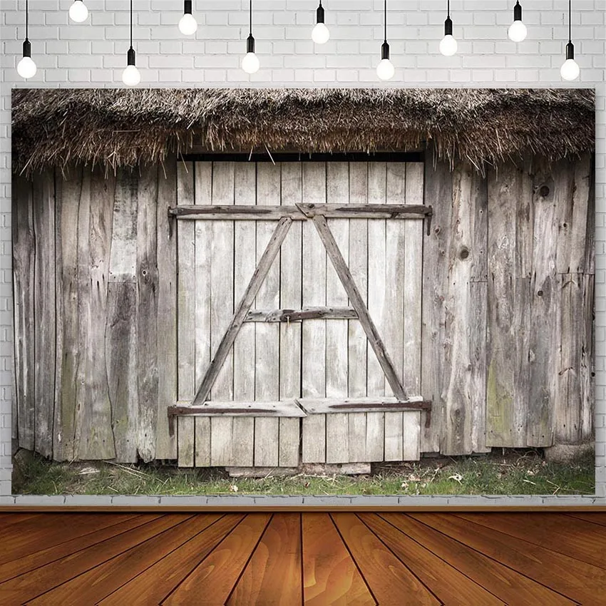 Wooden Door Backdrop Rural Farm Retro Old Barn Newborn Portrait Photography Studio Background Photophone Photozone Decor
