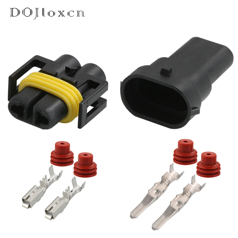 2/5/10/20/50 Set Delphi 2 Pin Automotive Sealed Balck Wiring Connector Fog Lamp Light Socket H11 H8 H9 Xenon Plug DJ7028Y-2.8-11