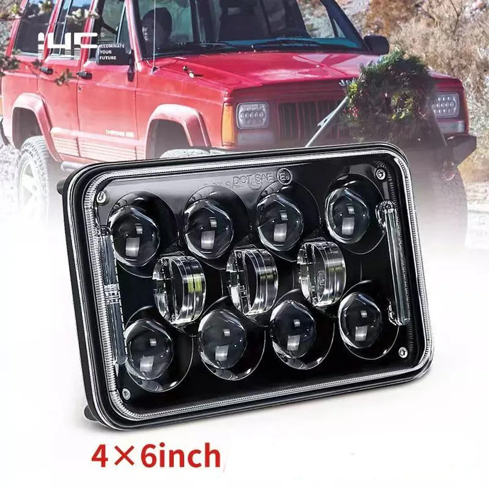 

4x6 Inch Projector Car LED Headlight DRL with H4 Harness work light for Jeep Wrangler YJ Cherokee XJ H6014 H6052 H6054 Auto