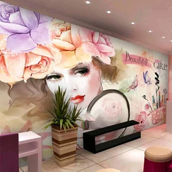 Custom 3D Wallpaper Modern Hand Painted Watercolor Beauty Salon Photo Wall Mural Abstract Art Nail Salon Background Wall Papers