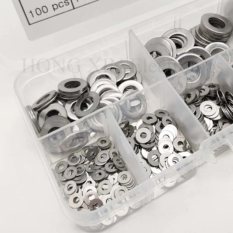 550 Stuks Platte Ringen Voor Schroeven 304 Rvs Metric Washer Assortiment Kit Metalen Ringen Set M2 M2.5 M3 M4 m5 M6 M8