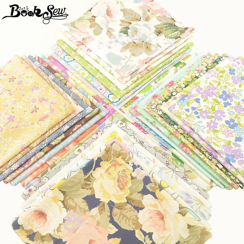 Booksew 32x3 2 cm/sztuk 100% bawełna tkanina w kwiaty Fat Quarters tkaniny, tkanina patchworkowa dla DIY szycia, rękodzieła, Scrapbooking