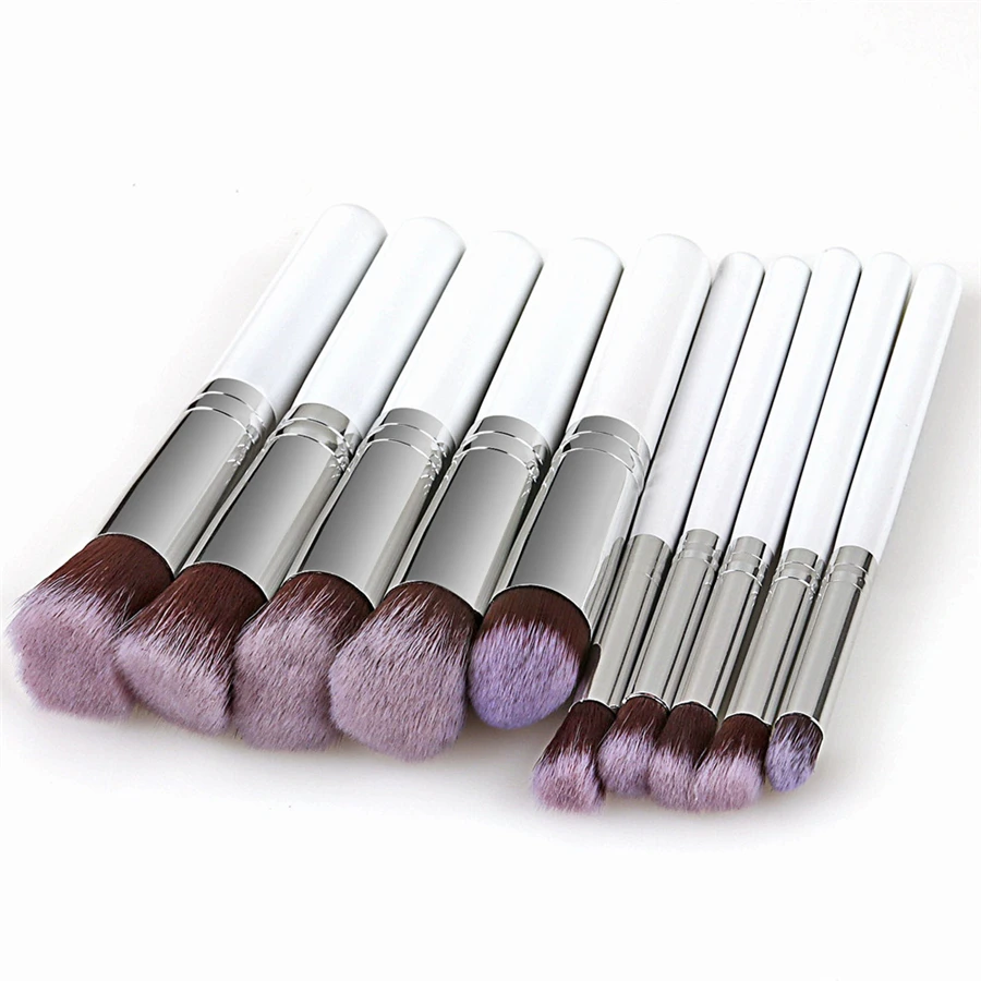 New Arrive 10 Pcs Makeup Brush Set Soft Synthetic Hair Cosmetics Foundation Powder Blending Blush Lady Beauty Makeup Tools