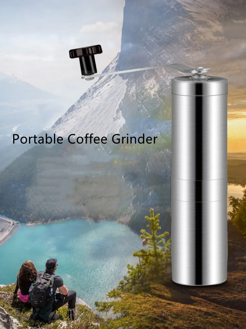 Hand-operated coffee machine, portable coffee grinder, stainless steel manual coffee grinder