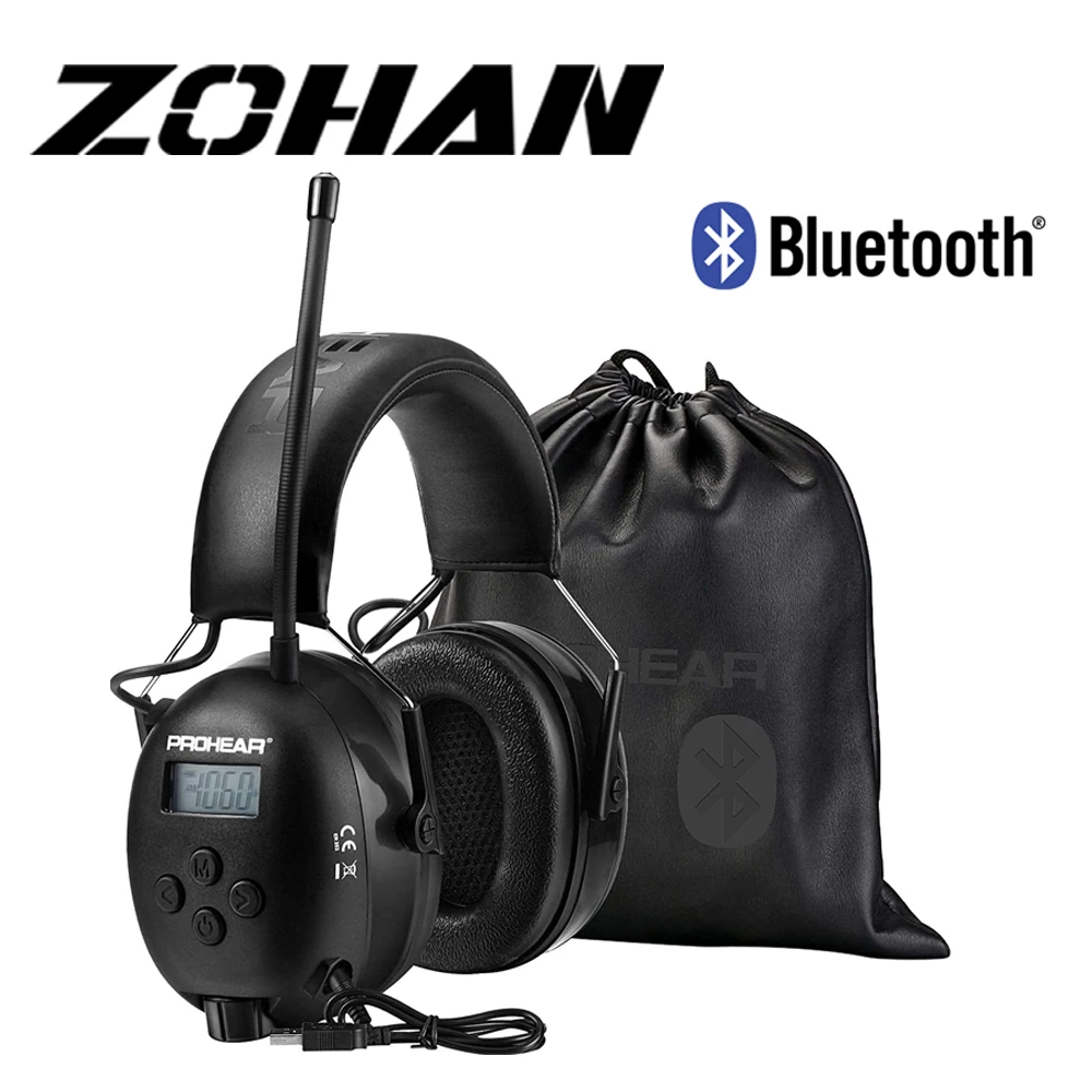 Bluetooth FM/AM Radio Earmuffs Hearing Protection Headphones 25dB NRR Safety Noise Reduction with 2000mAh Rechargeable Battery