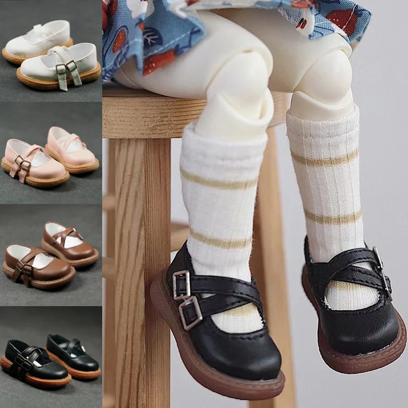 D03-P732 children toy BJD DD SD MSD 1/4 1/6 accessories intersect buckle leather shoes 1pair