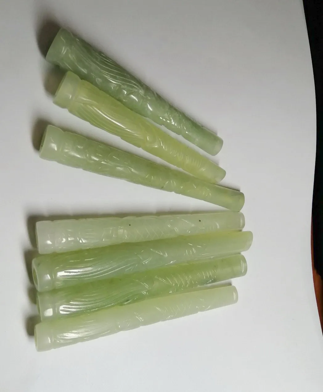 1 قطعة شيوى اليشم الطبيعي اعوج منحوتة التنين حامل السجائر L 95 مللي متر-115 مللي متر #6