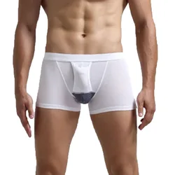 Scrotum Separation Men's Panties Modal Underwear Men Boxer Escroto Pouch Mid Rise Sexy Underpants Slips Hole Breathable White