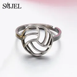 Fashion Volleyball Rings Women Men Ball Pendant Sports Jewelry Gifts Volley Ball Sports Fan Coach Rings World Map Steel Gifts