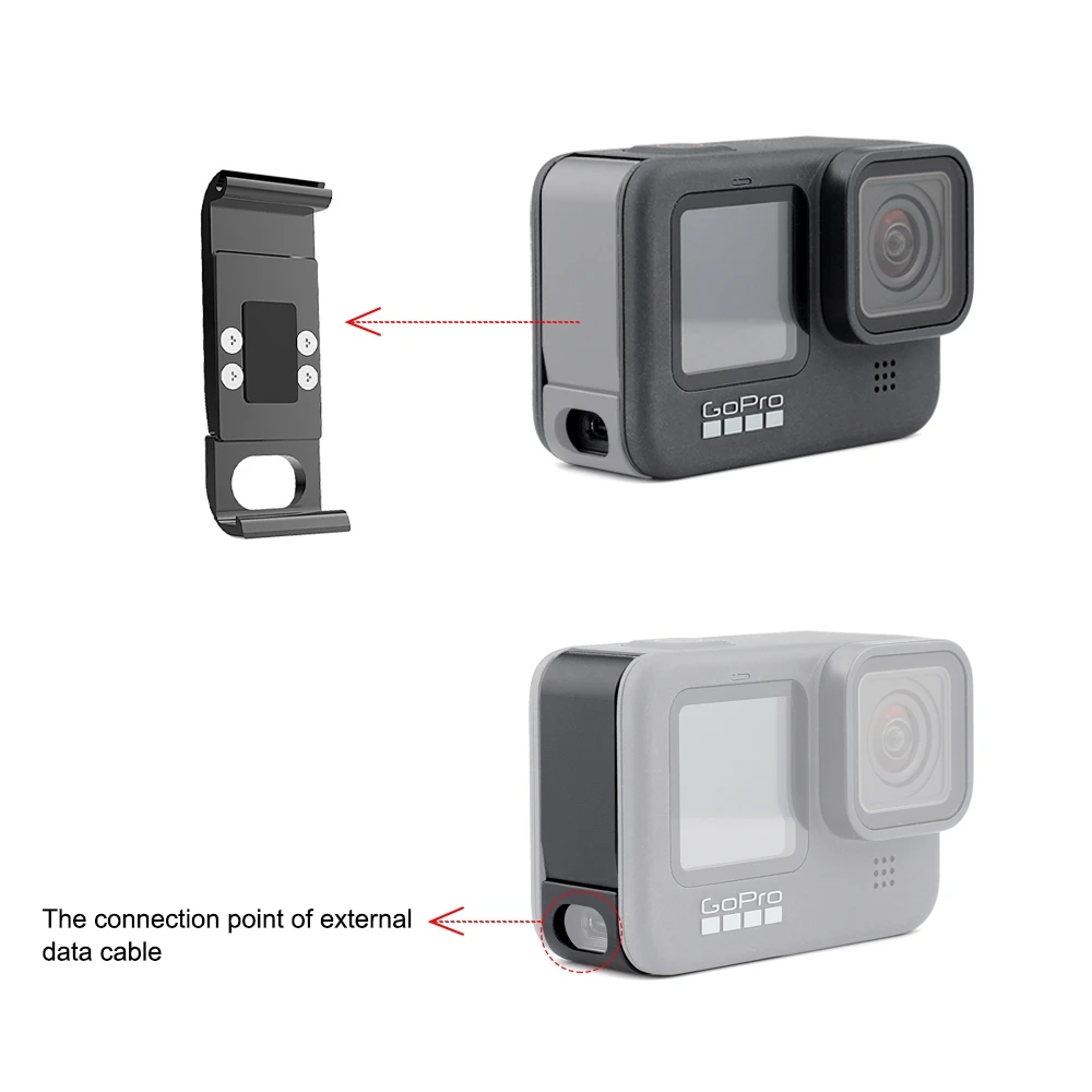 PULUZ cubierta de interfaz lateral de batería de Metal para cámaras de acción GoPro HERO12 Black HERO11 HERO10 HERO9