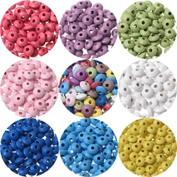 100pcs/lot 12*6mm Mixed Wooden Lentils Beads Natural Wood Round Flat Loose Spacer Beads For Jewelry Making DIY Accessories