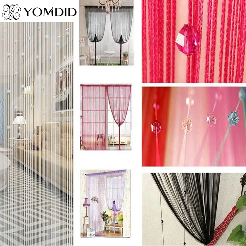 Acrylic Line Tassels curtain Fly Insect Divider Curtains For Living room Window Romatic String Beads Decor cortinas 6 Color