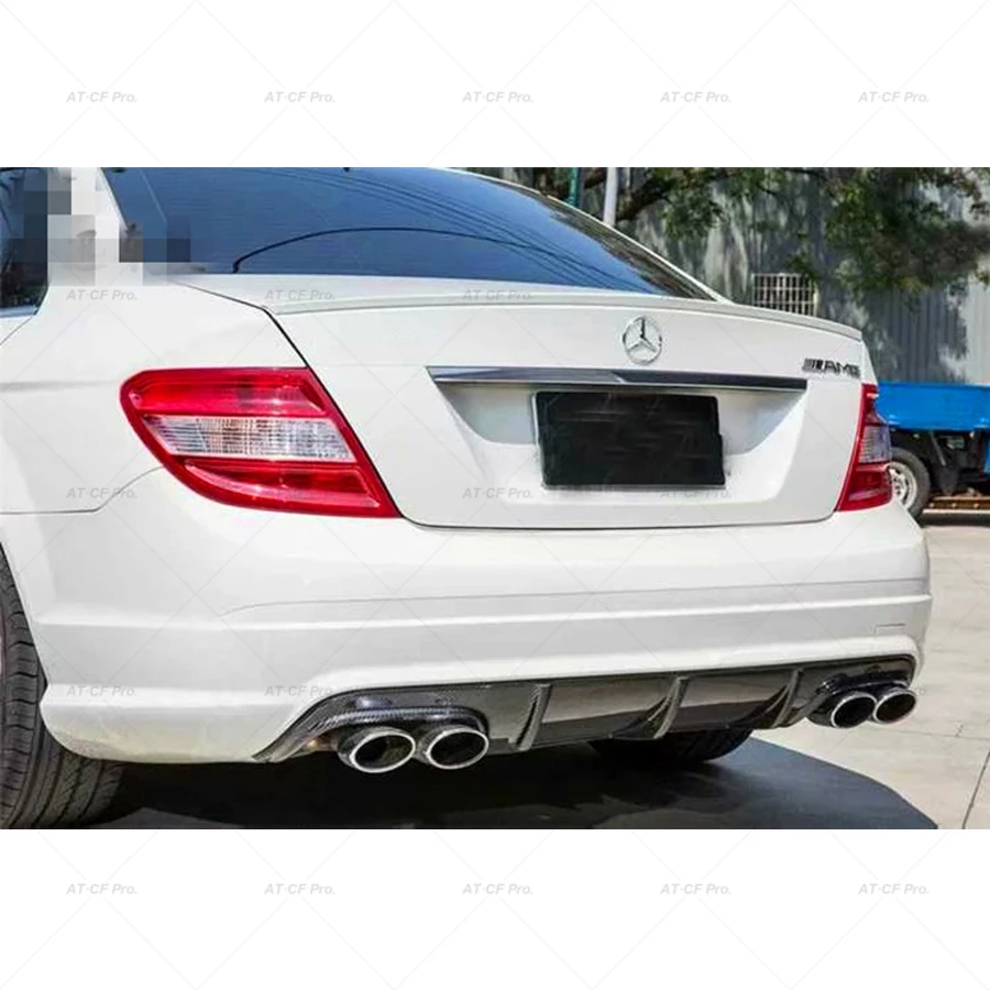 for W204 Carbon Fiber/FRP Rear Bumper Diffuser Lip Spoiler for Benz C-Class W204 C63 AMG C300 Sport Sedan Coupe 2008 - 2011