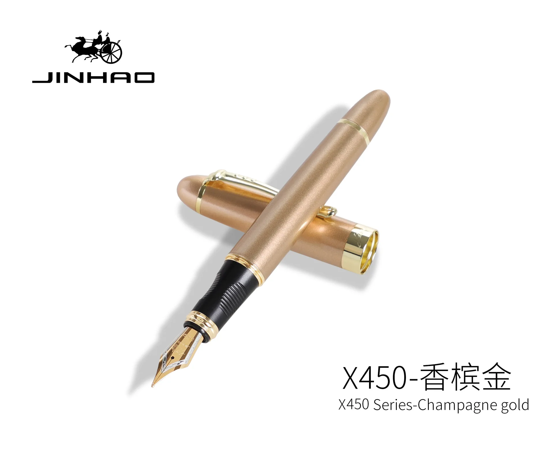 Penna stilografica classica Jinhao, finitura in oro di lusso Punta Iraurita Scrittura media, Jin Hao 450 Calligrafia scolastica per firma ufficio A6293