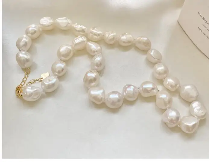 

11mm baroque pearl white real pearl choker necklace chain gold clasp natural Freshwater PEARL Women Jewelry 14'' 17'' 35cm 42cm