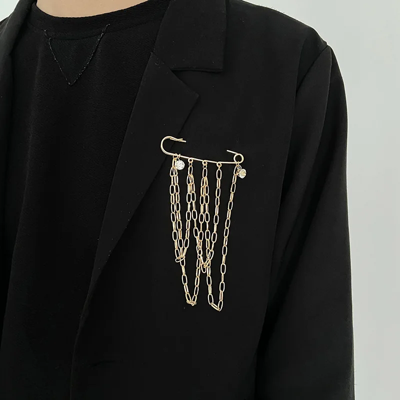 High-end-Mode Kristall Tasser Brosche Lange Kette Männer Anzug Schal Schnalle Kragen Pins Luxulry Schmuck Geschenke für Frauen Zubehör – Detail 3