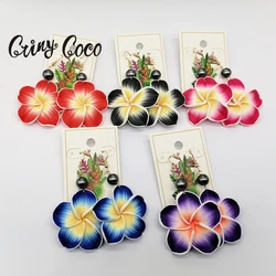 Cring Coco New in Earrings Hawaiian Coconut Girl Aesthetic Earring Soft Polymer Clay Plumeria Woman Earrings Jewelry for Women