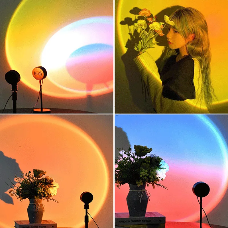 Sunset light atmosphere lamp table lamp sunset living room small bedroom photo rainbow fill light dusk atmosphere light