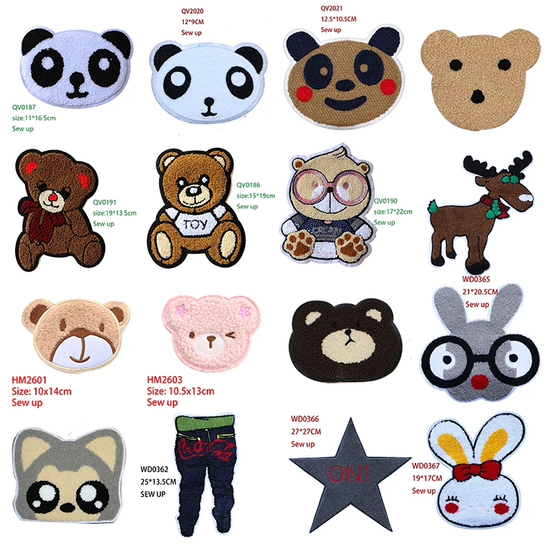 Fashion Bear Panda Rabbit Star Icon Embroidery Applique Patches For Kawaii clothes DIY Iron on Badges on the Backpack