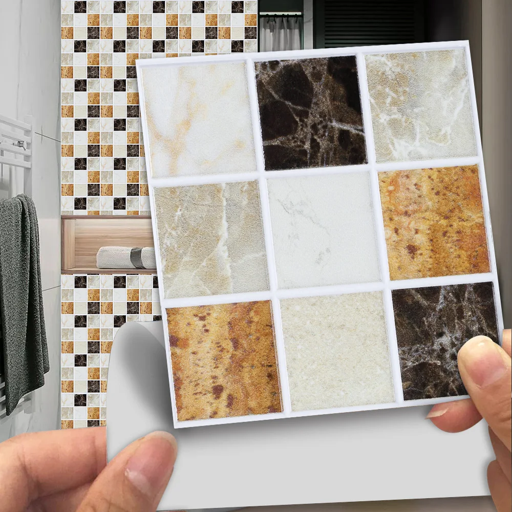 Marble Mosaic Style Frosted Tile Wall Stickers Home Decor Anti-wear Non-slip Wall Poster For Kitchen Bedroom Floor PVC Wallpaper