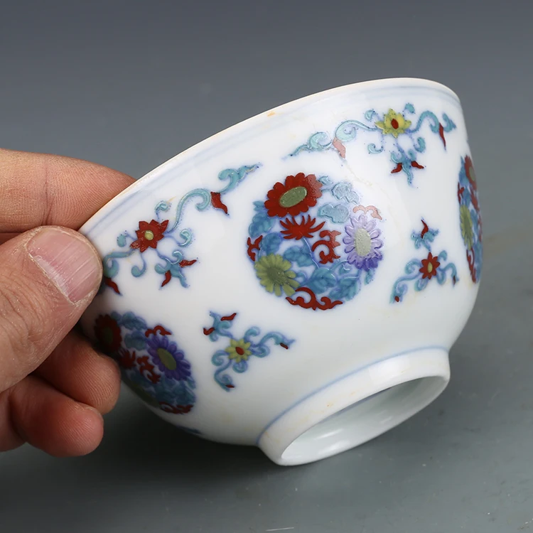 Daming Chenghua Doucai Posy Design Pattern Tea Cup Antique Porcelain