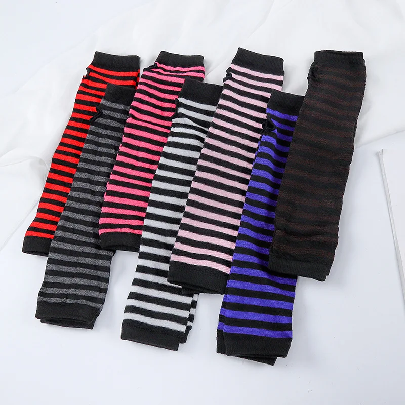 Gants de coude rayés pour femmes, à la mode, plus chauds, tricotés longs sans doigts, mitaines de coude, accessoires de noël, cadeau