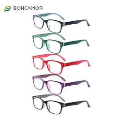 Boncamor 5 Pack Reading Glasses Spring Hinge Men and Women HD Readers Prescription Diopter Eyeglasses +1.0+2.0+3.0+4.0+5.0+6.0