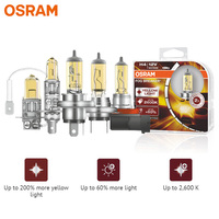 OSRAM H1 H3 H4 H7 H8 H11 H16 9005 9006 HB3 HB4 Yellow FBR Halogen Fog Breaker 12V Car Headlight 2600K Light +60% Brighter, Pair