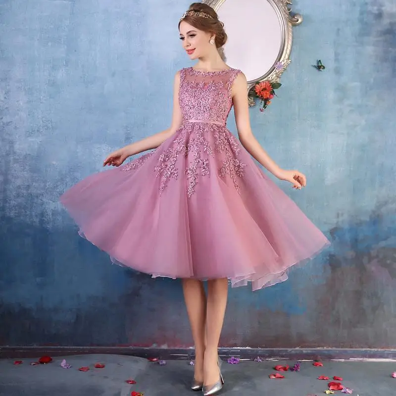 FATAPAESE – Robe de Cocktail en dentelle rose perle, Robe courte De bal, dos nu, Sexy