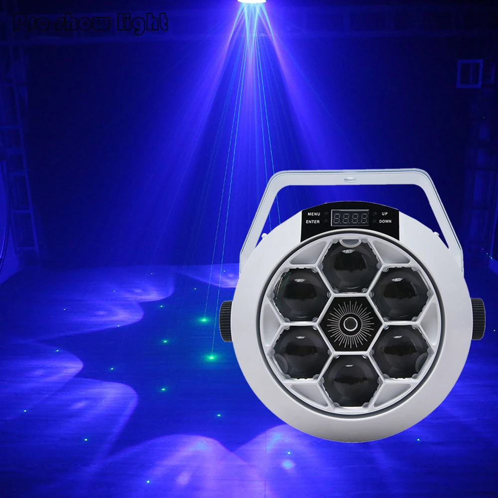 Dj Laser Disco Led Mini 6X10W RGBW Bee Eye LED Par Light With Green Laser Light For Party Night Club KTV Christmas Show Lights