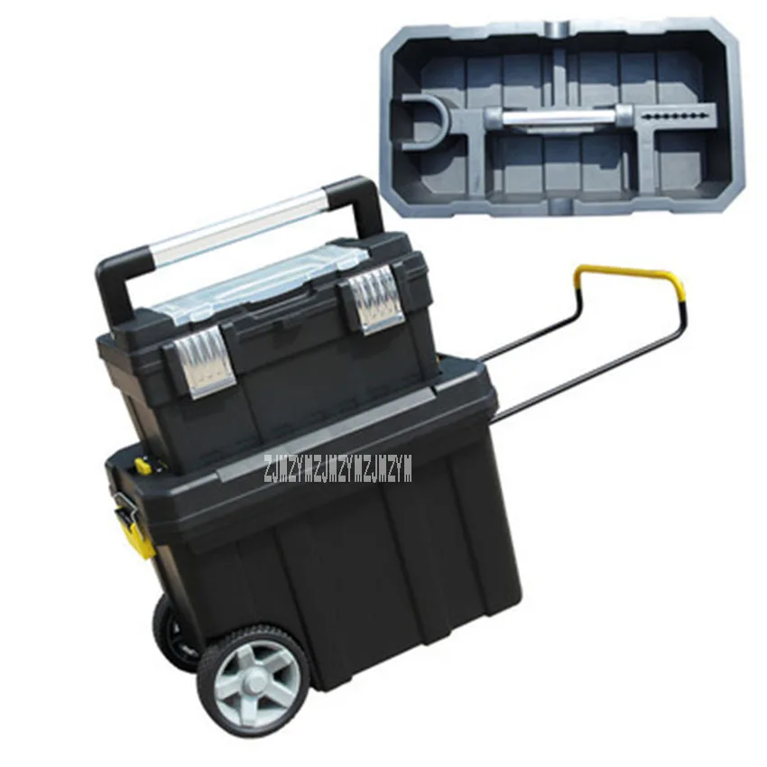 Multi-functional รถเข็นกล่องเครื่องมือครัวเรือน PP พลาสติกกล่องเครื่องมือฮาร์ดแวร์ Movable ขนาดใหญ่กล่องเ...