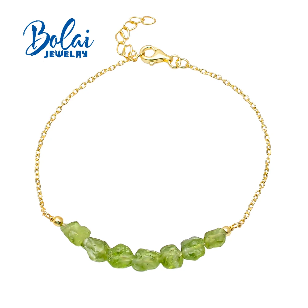 

Handmade real gemstone Bracelet ,natural Peridot natural green gemstone bracelet 925 sterling silver fine jewelry for women