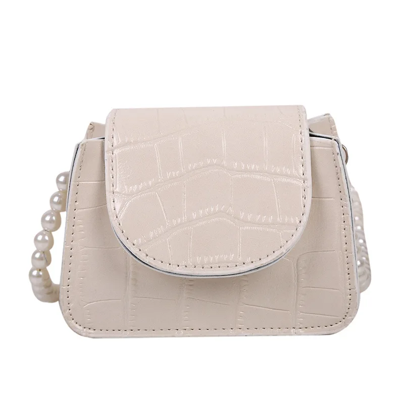 Women Small Messenger Bags Fashion Vintage Girls Bag Mini Chain Shoulder Bag with Pearl Shoulder Strap