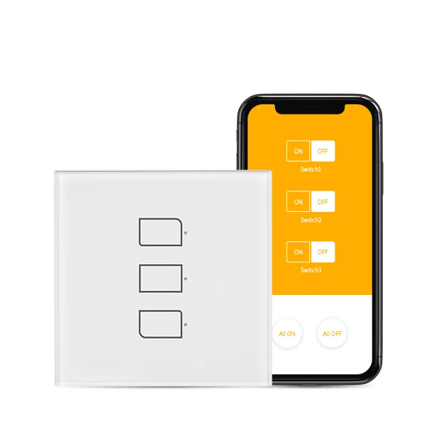 

BroadLink TC BestCon TC2S-uk-3gang Single Pole RF433 Smart Wall Light Touch Panel Switch WORKS with Alexa and Google home