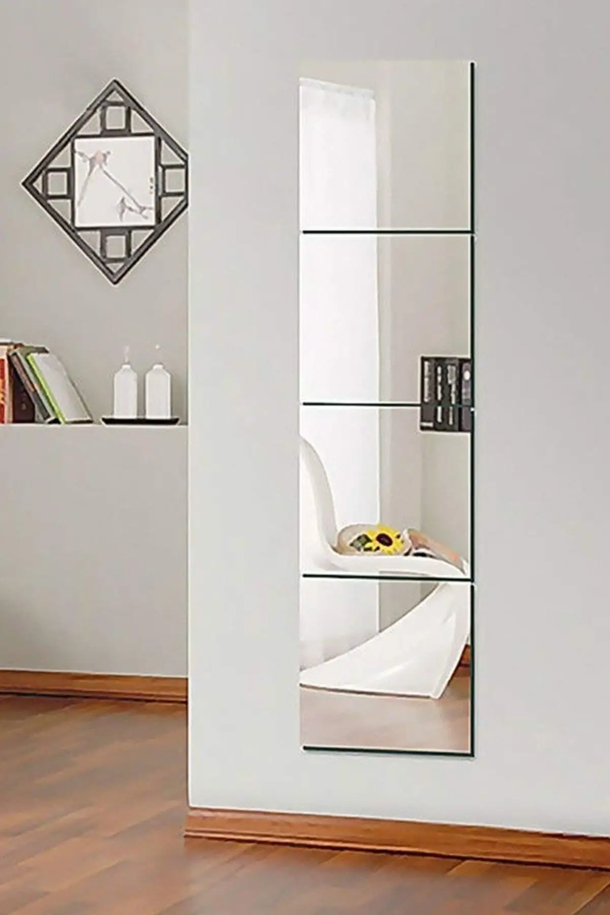 Home Decoration Bathroom Corridor Kitchen Square 4 Piece 30x30 Mirror Aesthetic and Elegant Behind The Double-Sided Tape Available