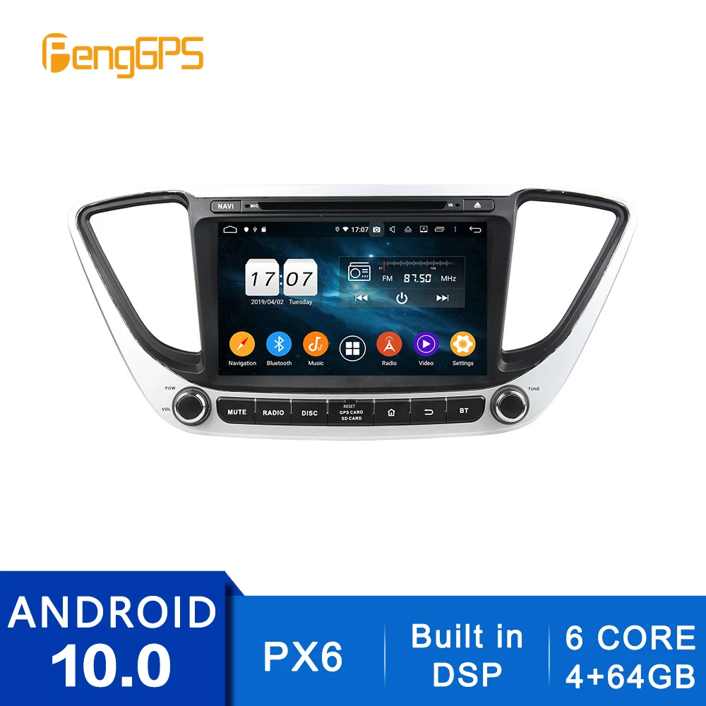 Android 10.0 Radio For Hyundai Verna 2016-2019 Touchscreen Multimedia GPS Navigation Headunit DVD Player Stereo Carplay DSP PX6