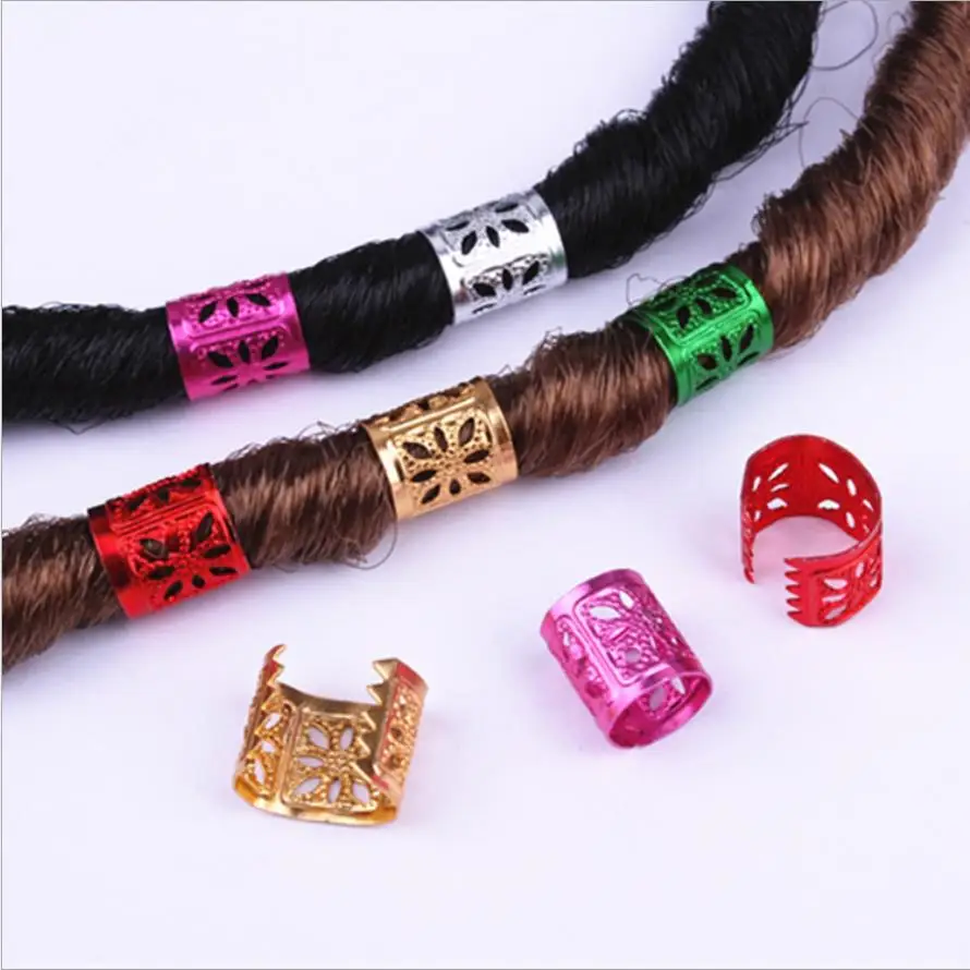 

10Pcs Mix Silver Golden Plated Hair Braid Dread Dreadlock Beads Adjustable Cuff Clip 10mm Clip Metal Tube Lock LQ365