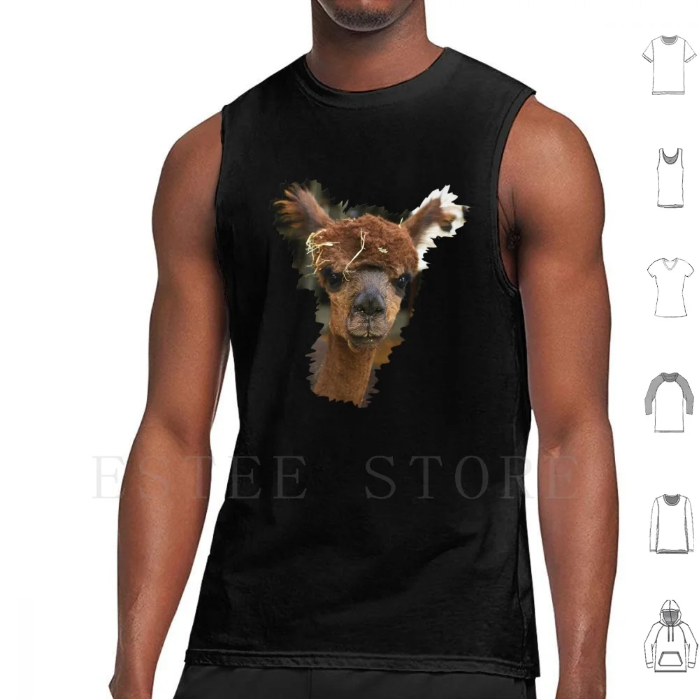 Lama Tank Tops Vest Animal Domestic Animal Farm Animal Wild Animal Sweet Dear Love Funny Portrait Eyes Nose Ears Snout